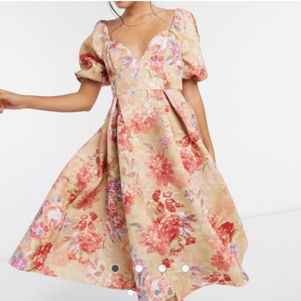 Garden party vintage prom midi dress in floral